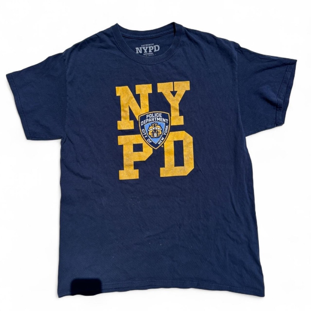 NYPD navy tee with‎ yellow 'NYPD' text and police department badge graphic